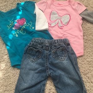Lot of 2 onesies and matching jeans